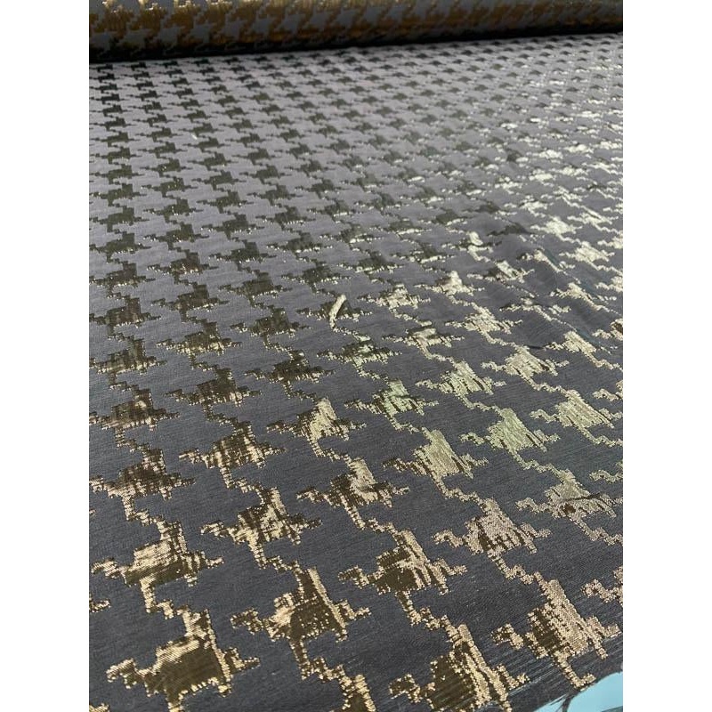 Houndstooth Metallic Brocade – Copper / Brown Fabric by the Yard