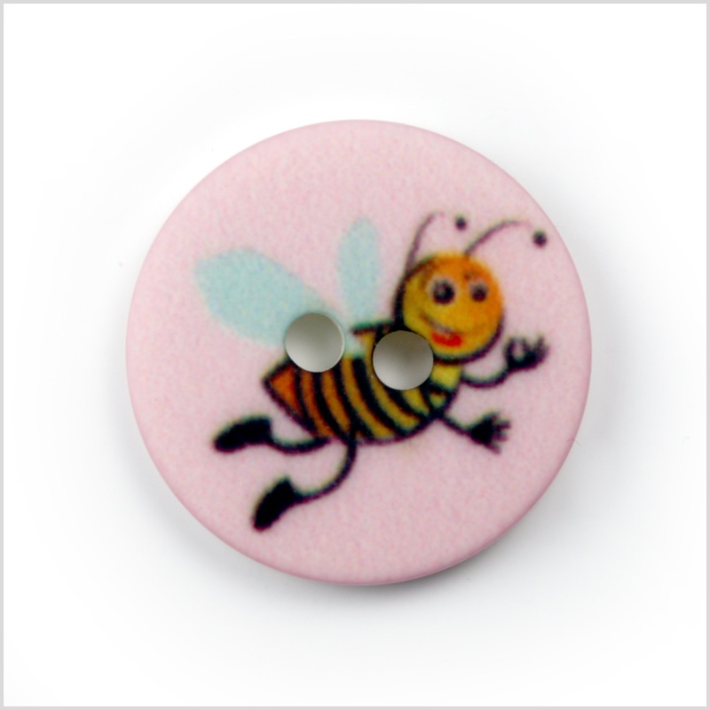 Pink Kids Bumblebee Button – 24L/15mm