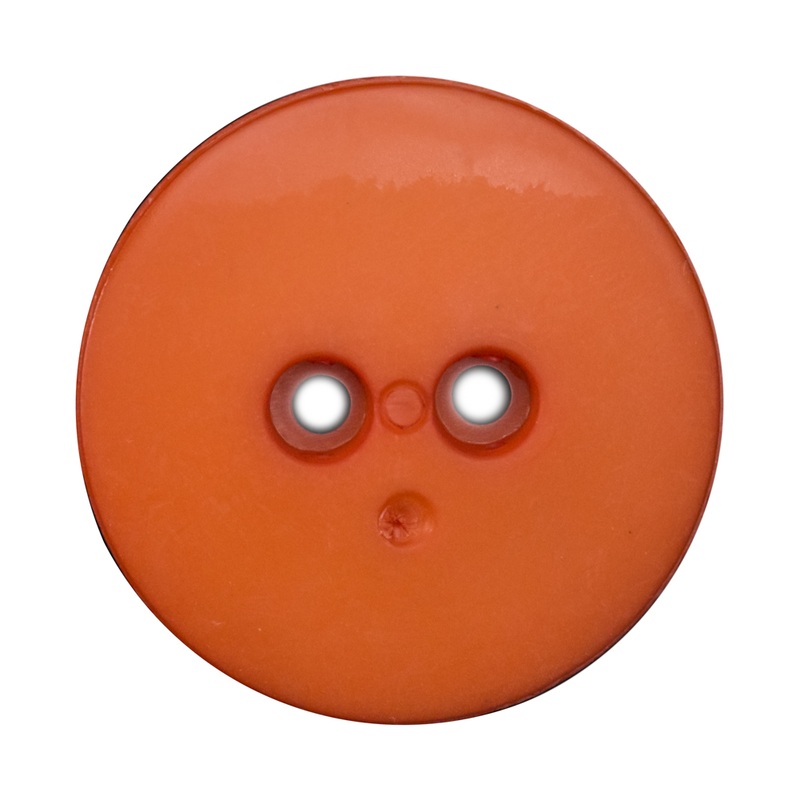 Plastic 2-Hole Button – 54L/34mm – Orange Dish Shaped with Radiating Textured Center