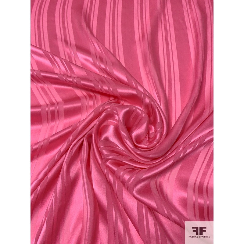 Satin Striped Silk Chiffon – French Rose Pink Fabric by the Yard