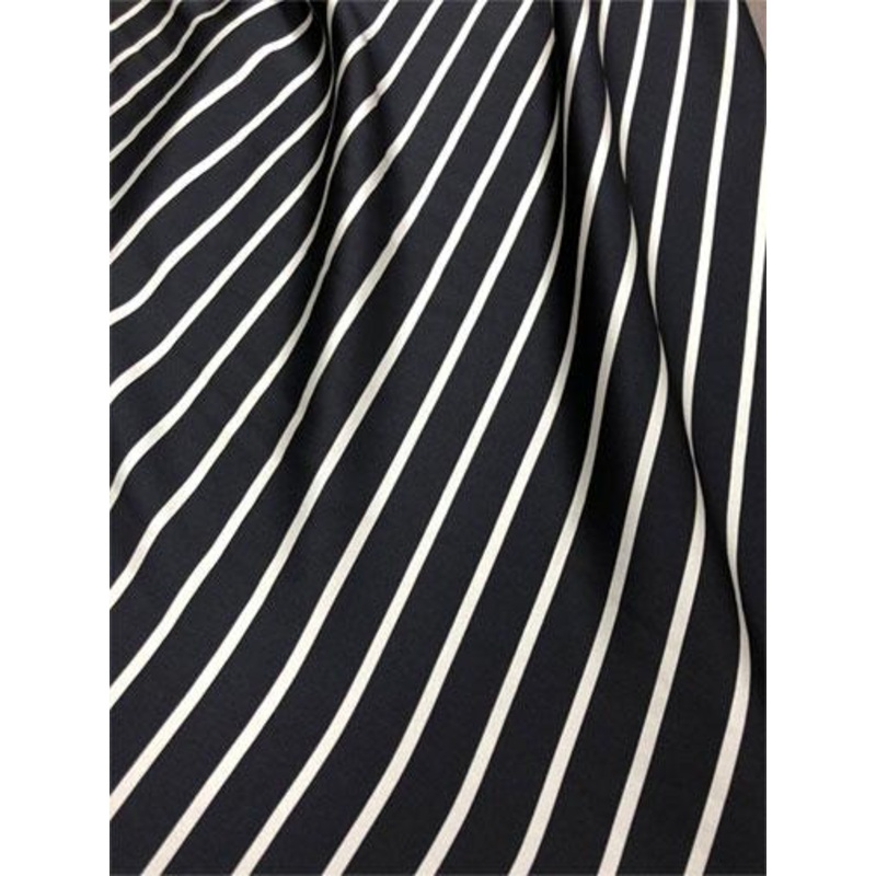 Striped Heavy Weight Double-Face Silk Charmeuse  Black/White Fabric by the Yard