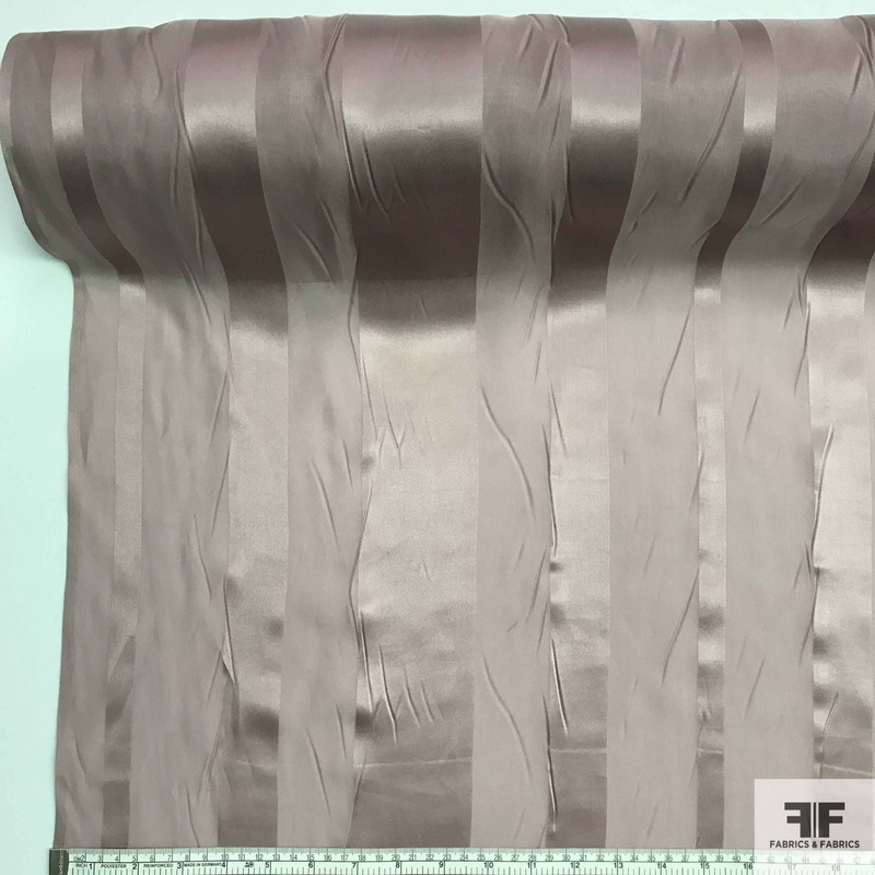 Striped Satin Silk Chiffon Burnout – Mauve Fabric by the Yard