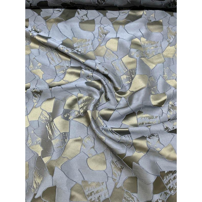 Abstract Corded Brocade – Black / Navy Fabric by the Yard