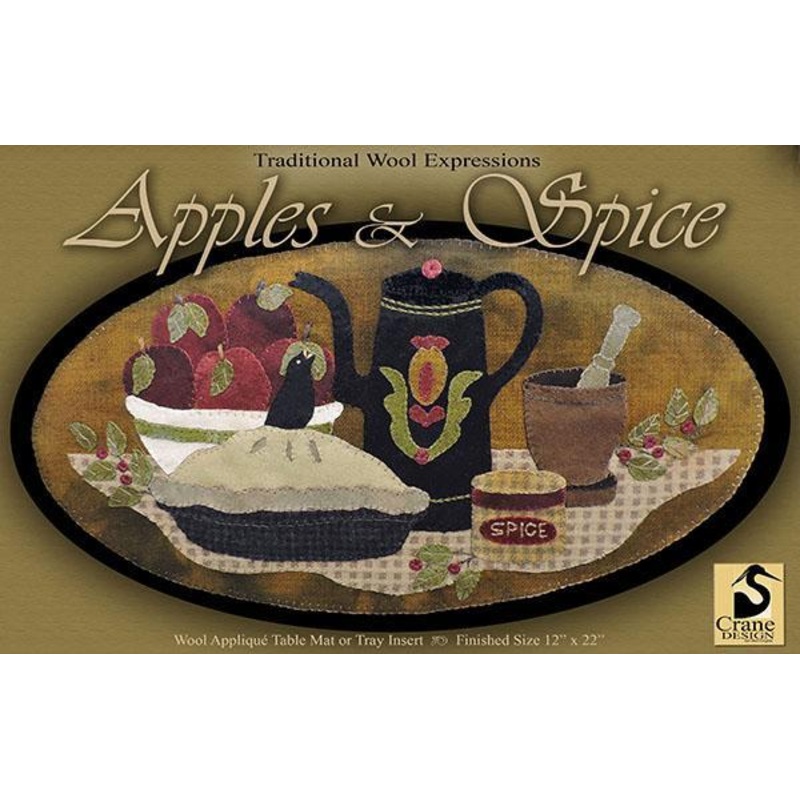Apples & Spice Wool Applique Pattern 12″ x 22″