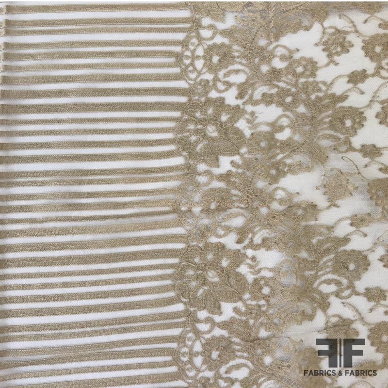 French Chantilly Border Pattern Lace – Nude Fabric by the Yard