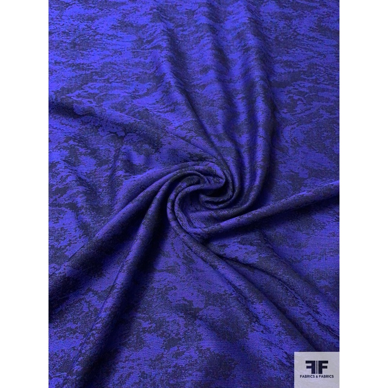 Italian Abstract Novelty Wool Gauze Suiting – Purple / Navy / Turquoise Fabric by the Yard