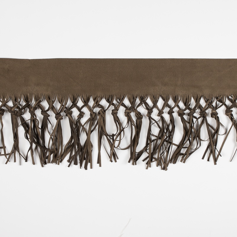 Italian Beige Suede Fringe with Knots – 8.5″