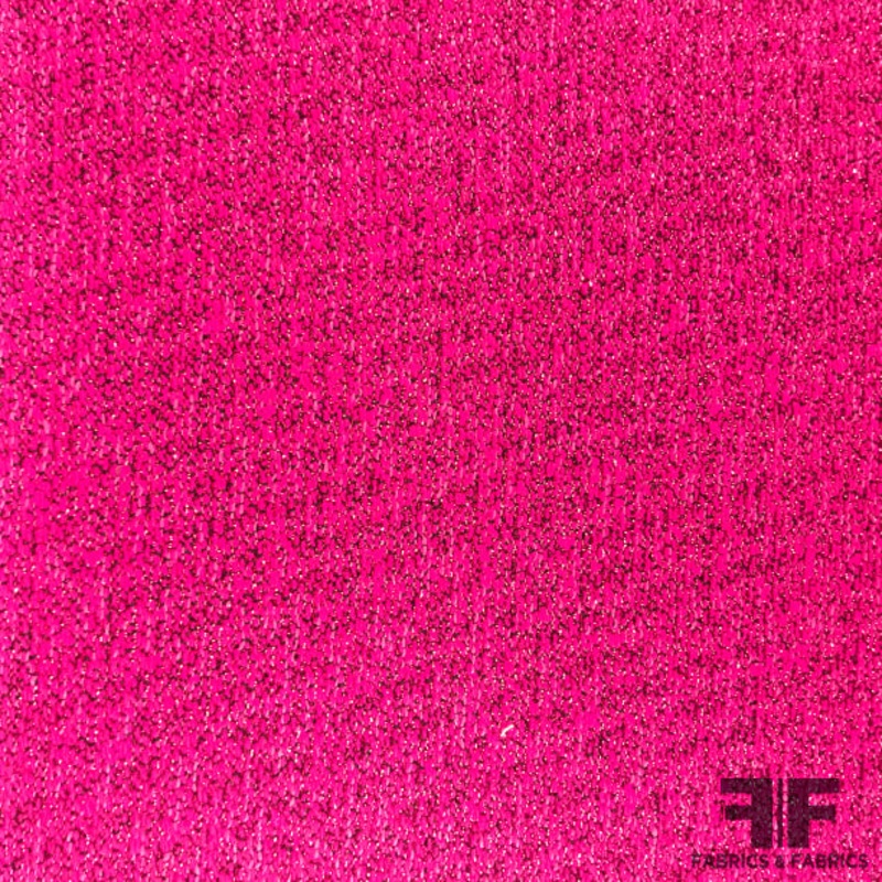 Italian Jacketweight Suiting with Lurex and Fused Back – Hot Pink/Metallic Pink Fabric by the Yard