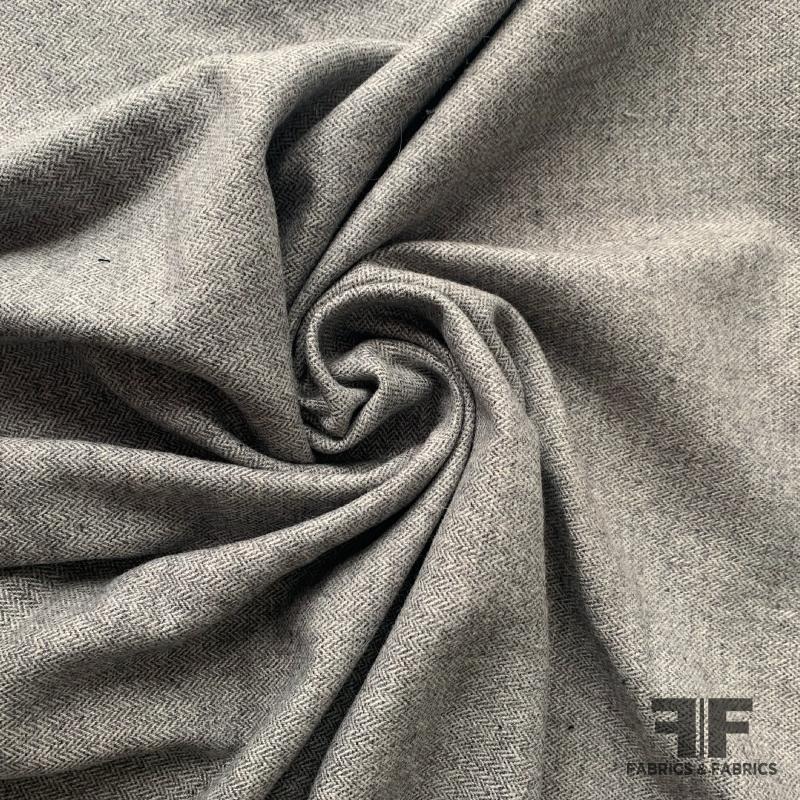 Italian Wool Herringbone – Steel Grey Fabric by the Yard