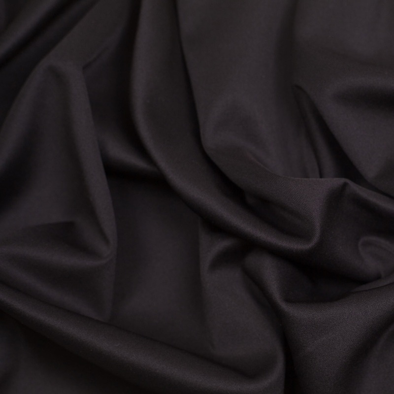 Sleek Black Polyester Ponte Knit