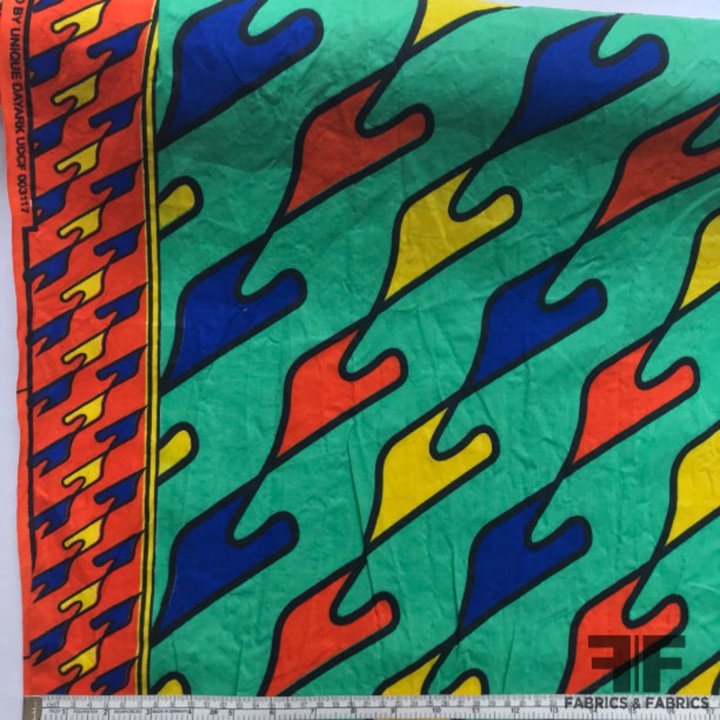 Abstract Batik Border Printed Cotton – Multicolor Fabric by the Yard