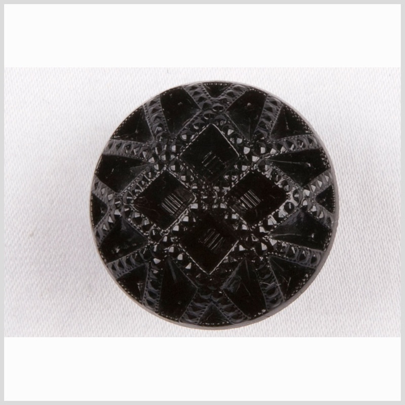 Black Studded Glass Shank Back Button – 22L/14mm