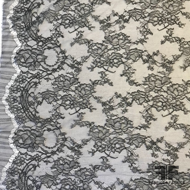 French Chantilly Lace – Black Fabric by the Yard