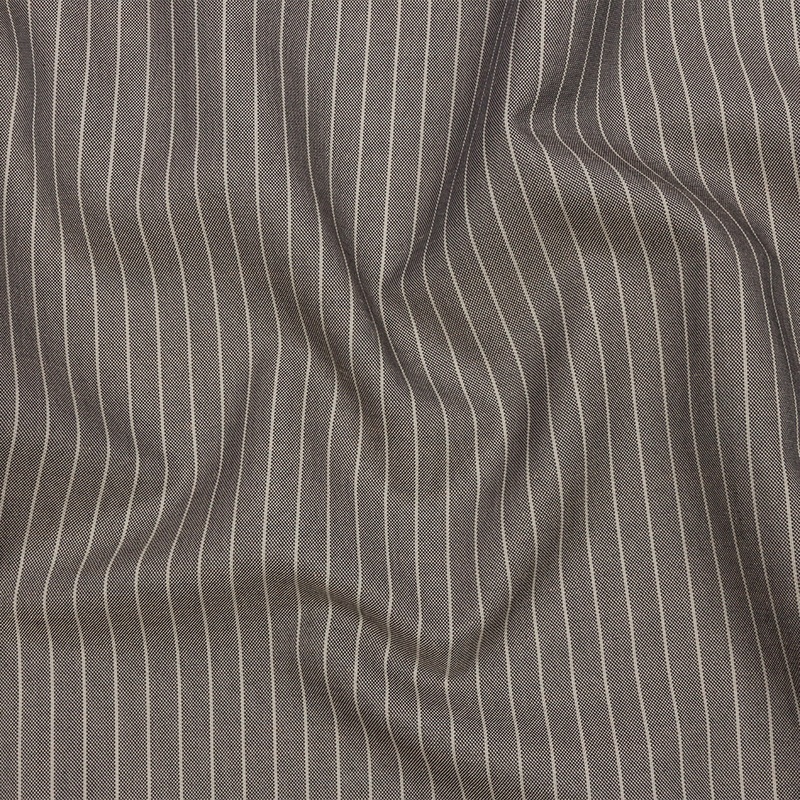 Italian Gray/White Chalk Striped Cotton Suiting
