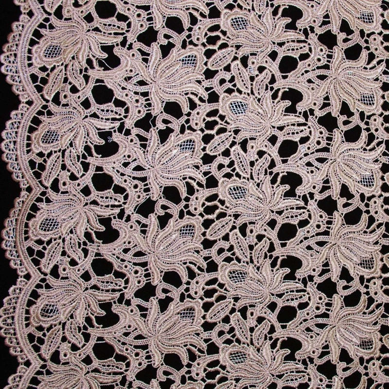 Scalloped Floral Guipure Lace – Beige Fabric by the Yard