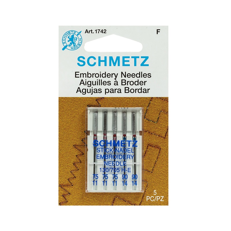 Schmetz Embroidery Machine Needles – Assorted Sizes – 5 ct