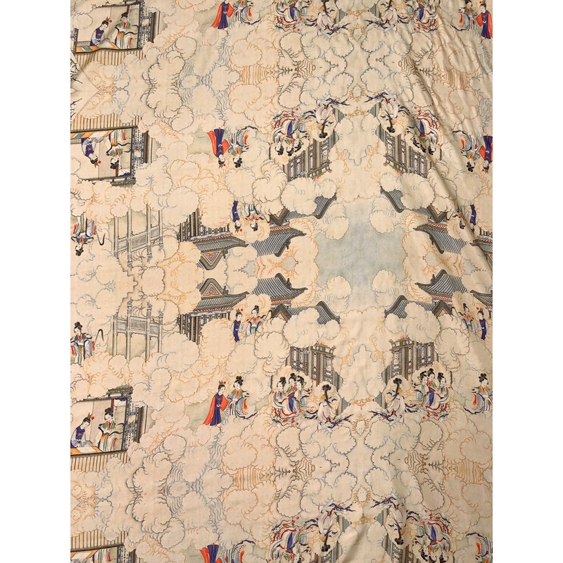 Toile de L’Orient Printed Fine Silk Twill – Beige / Earth / Orange / Purple / Green Fabric by the Yard