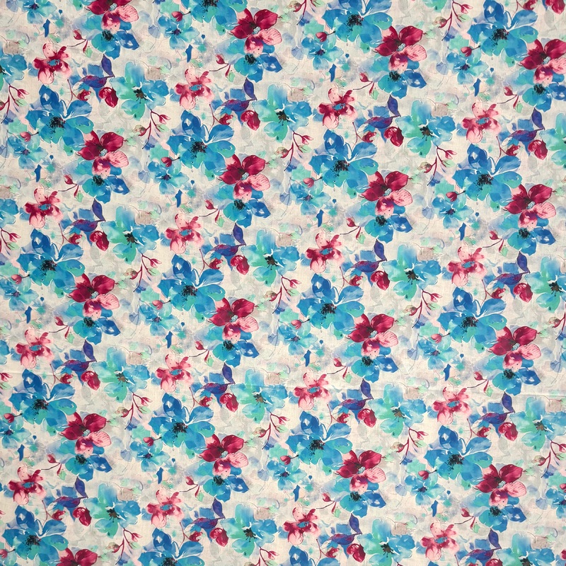Viscose Printed Challis Summer Fun Bluezies Per Met