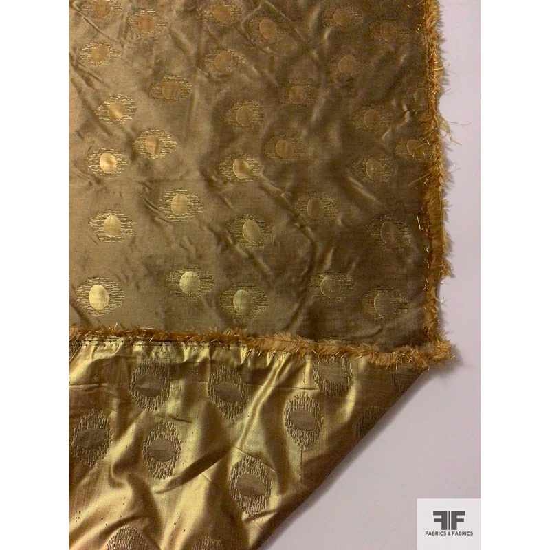 Circle Patterned 2-Ply Stitched Brocade-Weight Metallic Novelty – Antique Gold Fabric by the Yard