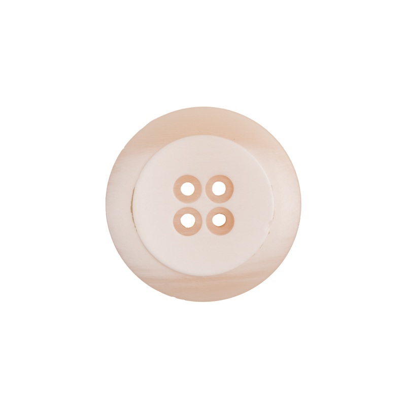 Plastic 4-Hole Button Made in Italy – 28L/18mm – Ivory Striations Dish Shaped