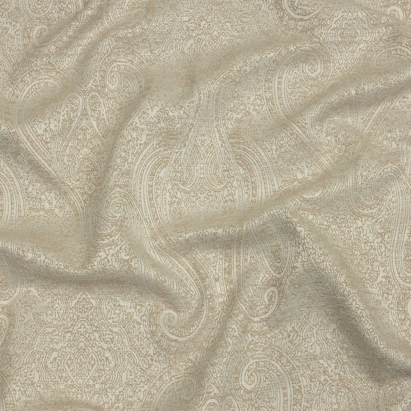 Cotton and Recycled Polyester Drapery Jacquard – Champagne Delicate Paisley – British Imported