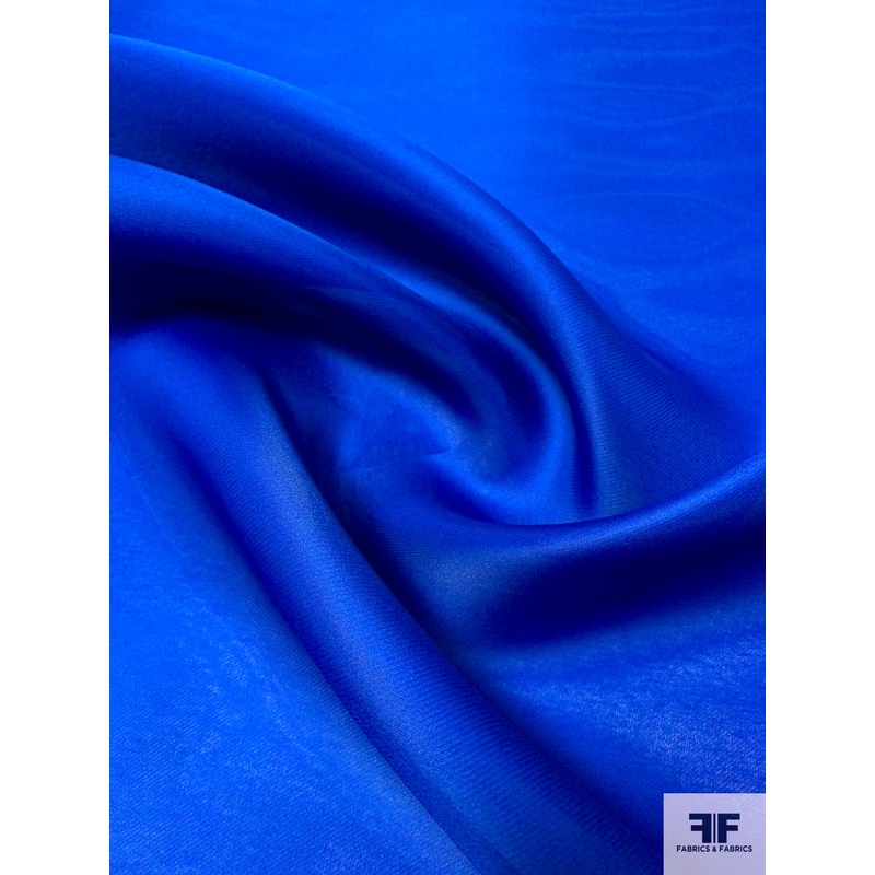 Fine Twill-Weave Solid Silk Gazar – Royal Blue Fabric by the Yard