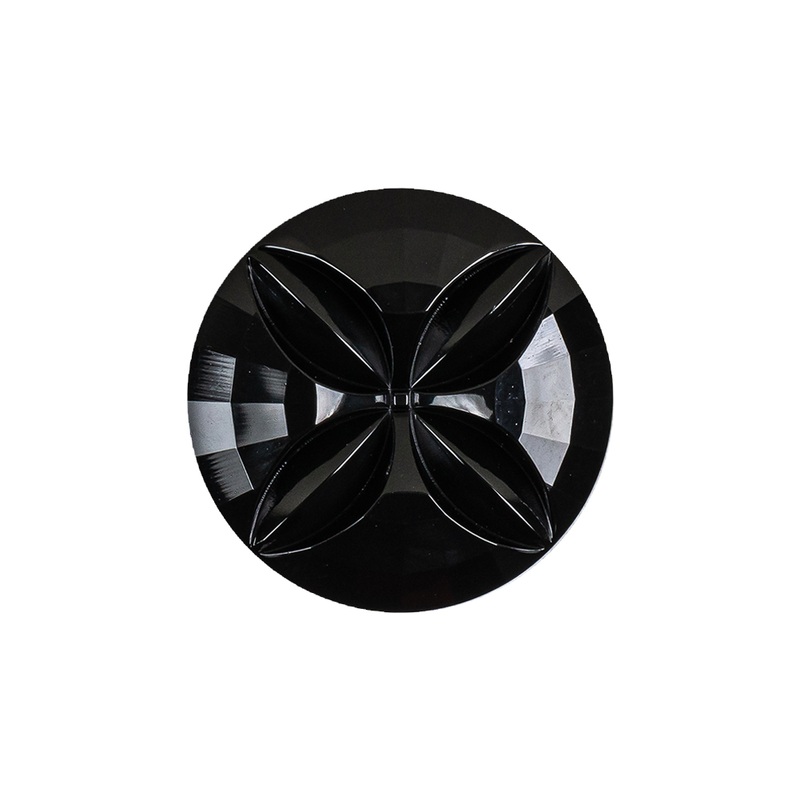 Italian Black Floral Etched Shank Back Button – 36L/23mm