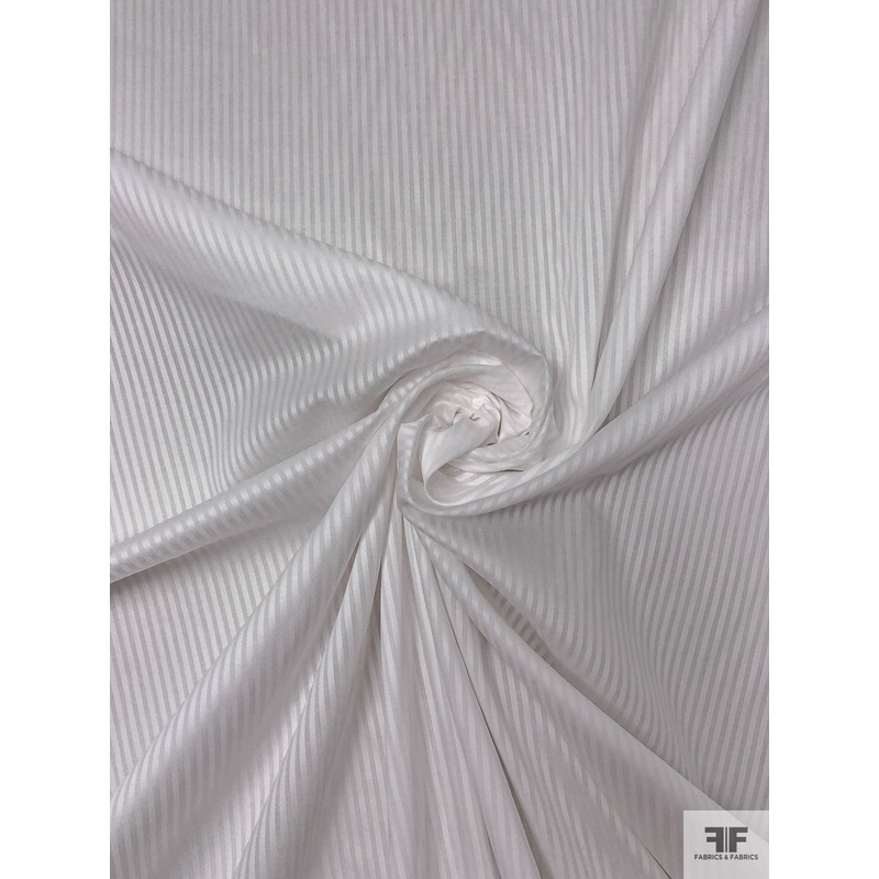 Satin Striped Cotton Lawn – White Fabric by the Yard