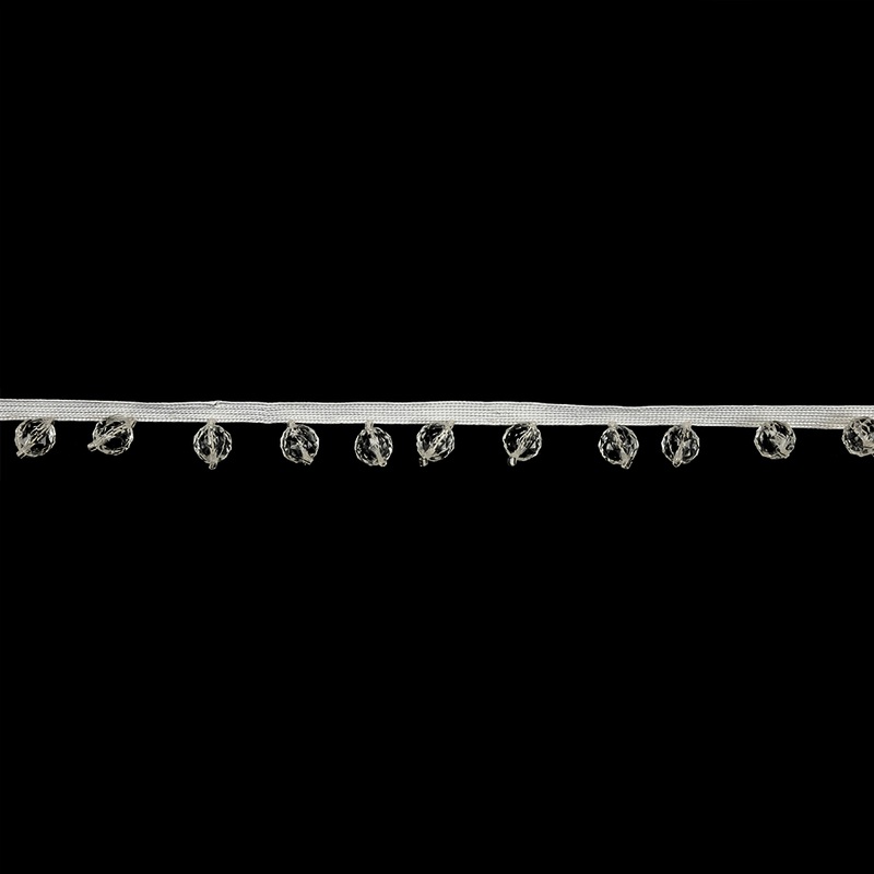 Vintage Crystal Faceted Round Beaded Fringe – 0.75″