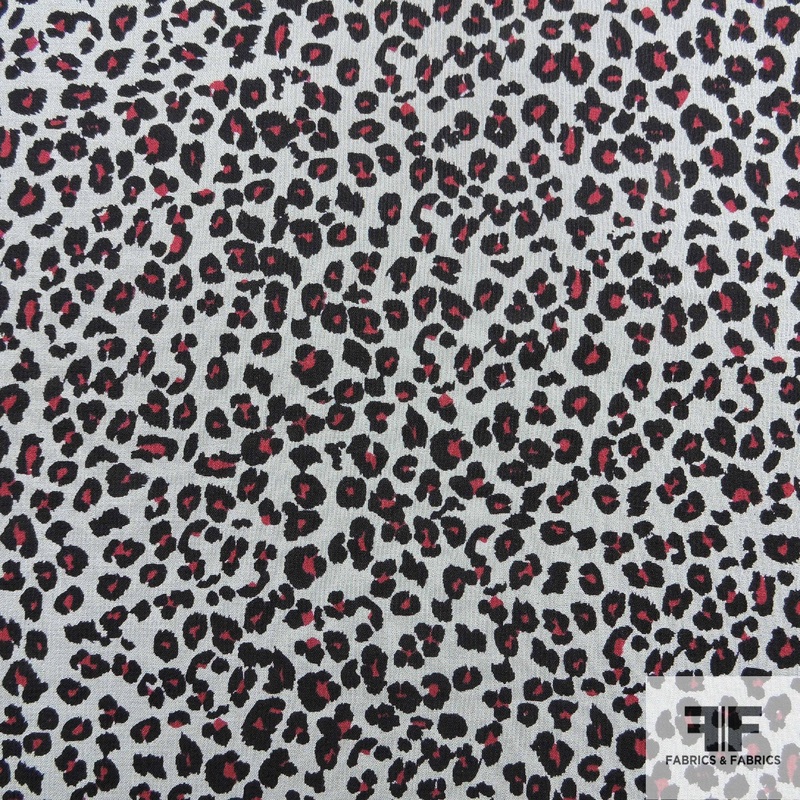 Cheetah Printed Silk Chiffon – Grey/Black Fabric by the Yard