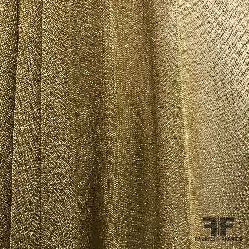 French Novelty Metallic Chain Mail Knit – Gold Fabric by the Yard