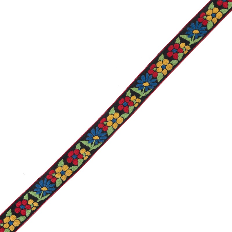 German Primary Color Floral Jacquard Ribbon – 0.75″