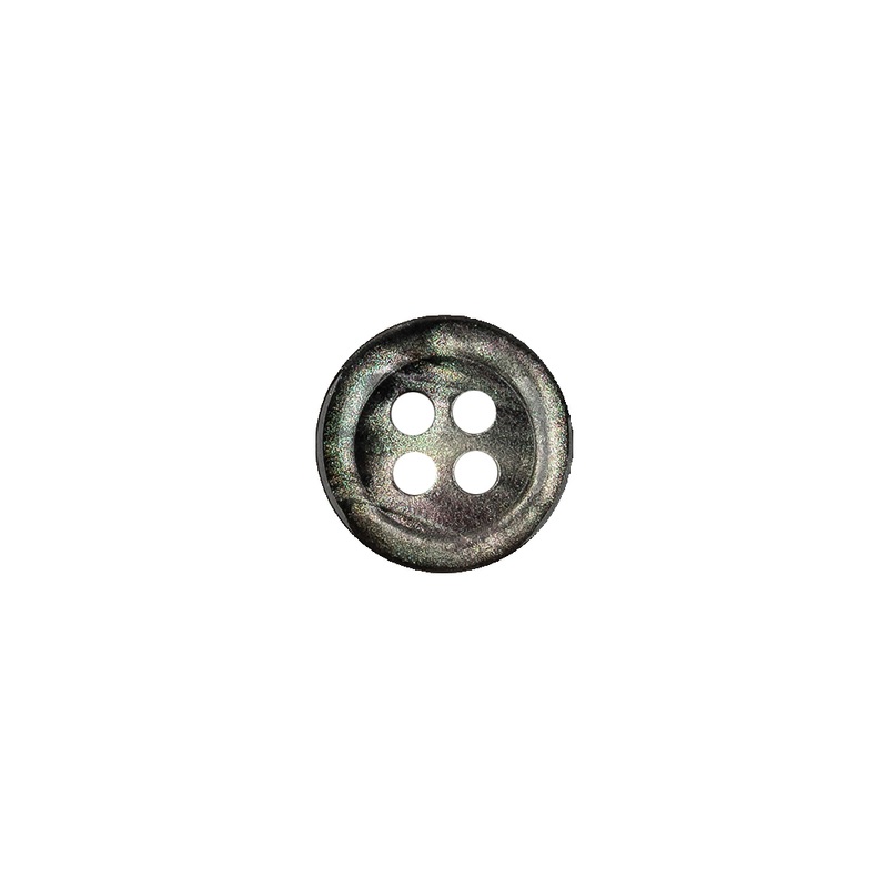 Iridescent Green, Gray and Black Shallow Plate 4-Hole Plastic Button – 17L/10.5mm