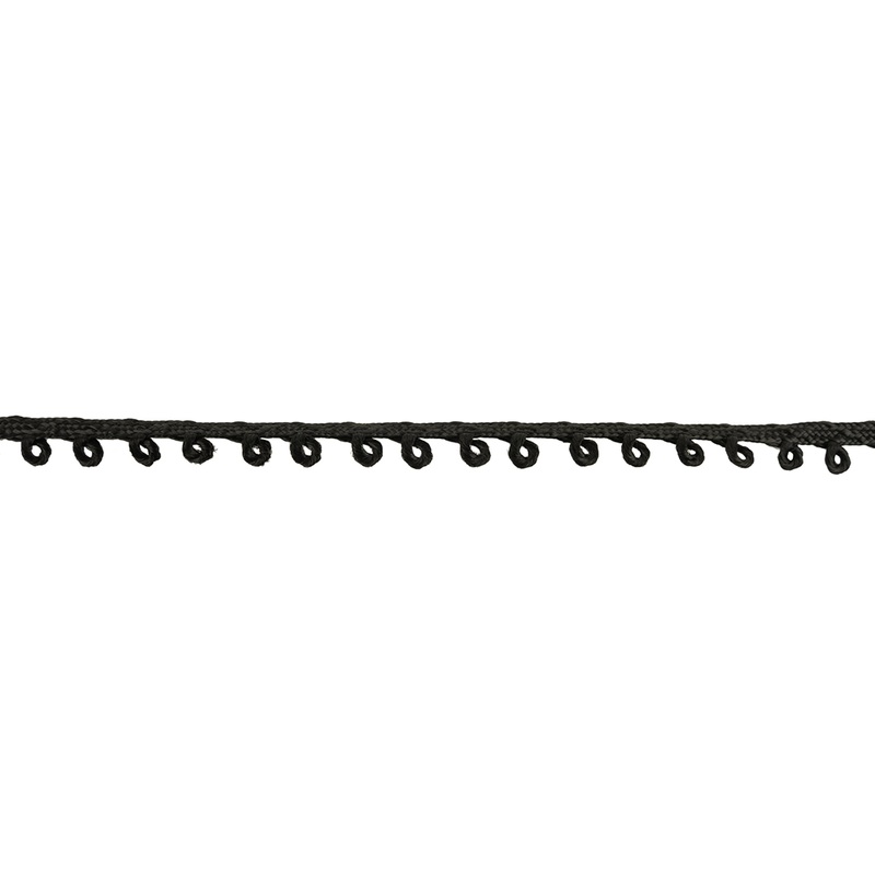 Permanent Black Picot Edged Cotton Blend Braided Trim – 0.1875″