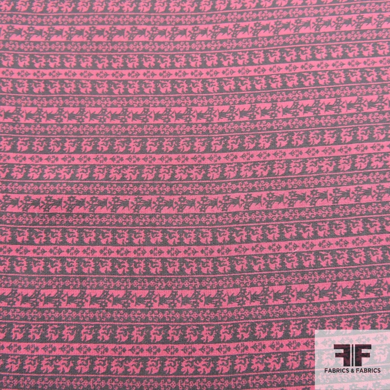 Printed Silk Chiffon – Black/Pink Fabric by the Yard