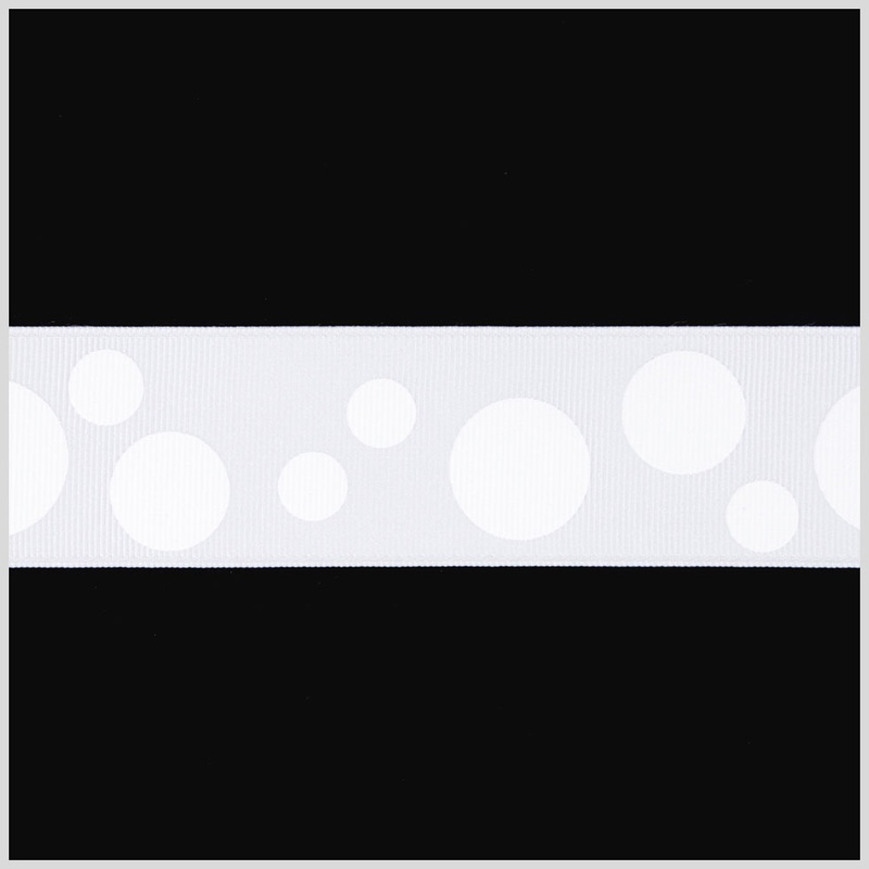 7/8″ White Polka Dot Grosgrain Ribbon