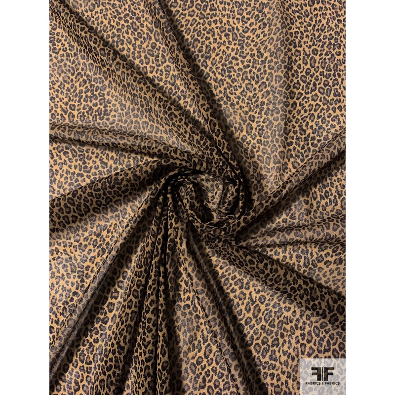 Baby Leopard Printed Stretch Tulle – Tan / Black Fabric by the Yard