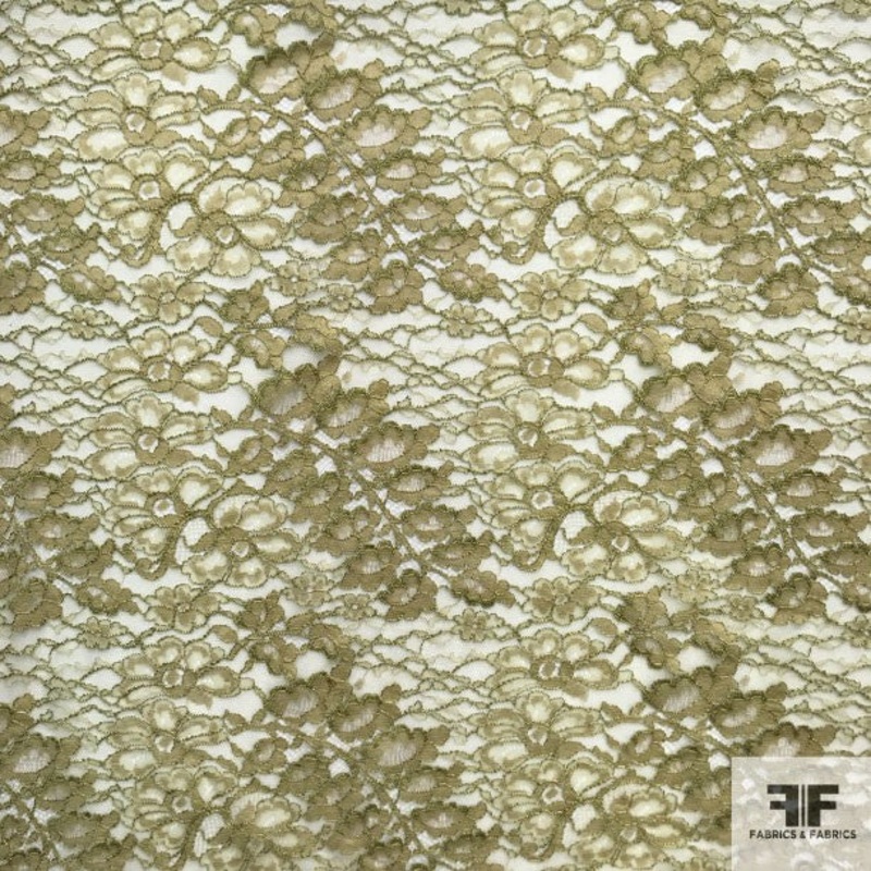 Double Scalloped Leavers Lace – Green Fabric by the Yard