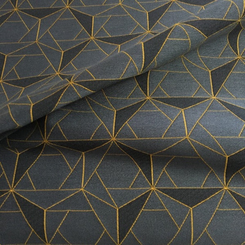 HBF Folded Lines Charcoal and Gold Upholstery Fabric Order Product