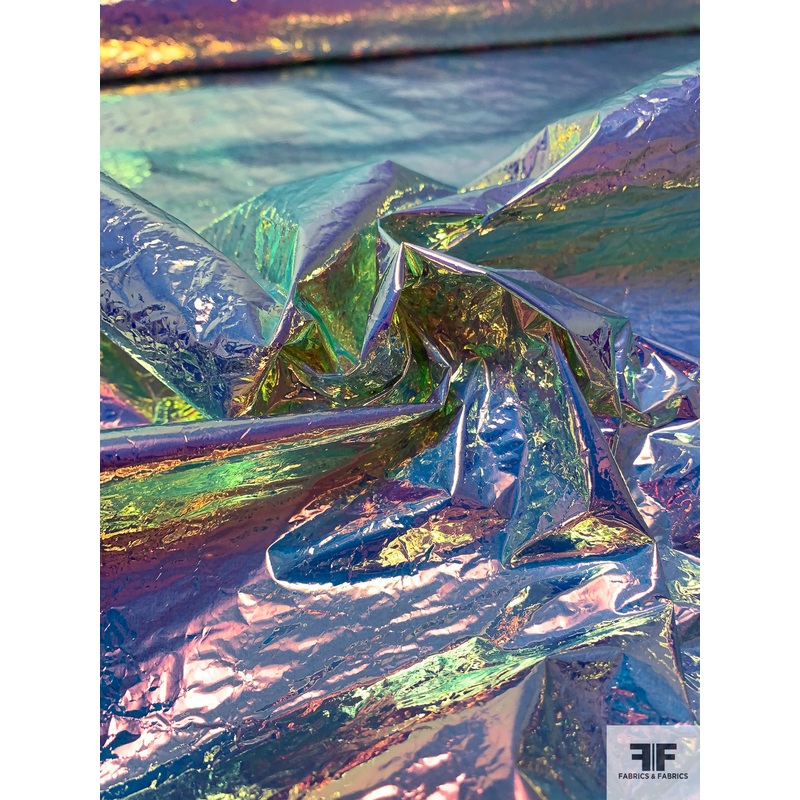 Hologram Crushed Vinyl bonded on Suede Fabric by the Yard