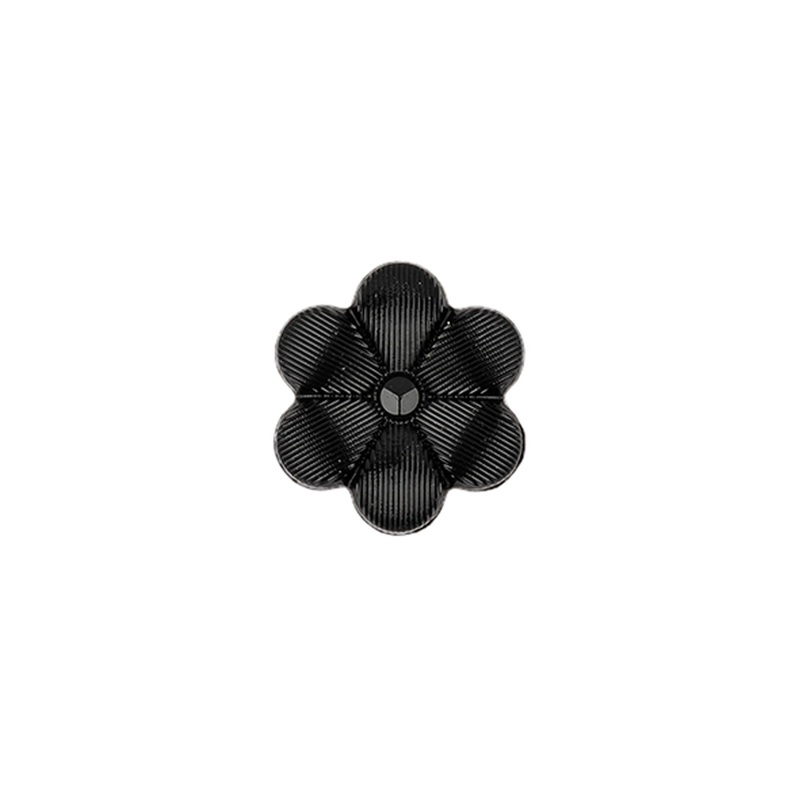 Italian Black Flower Shank Back Nylon Button – 20L/12.5mm