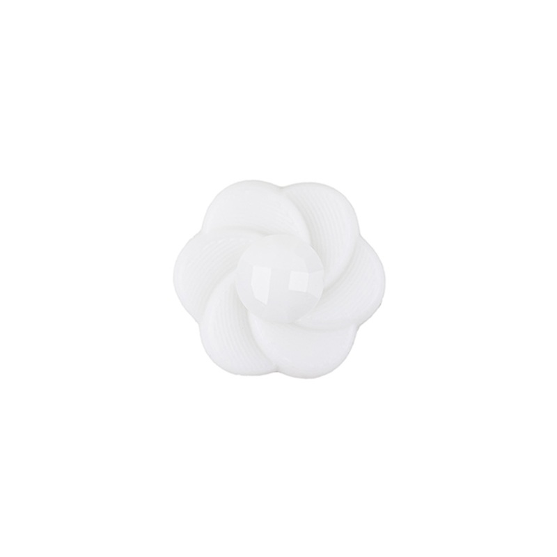 Italian White Floral and Geometric Shank Back Nylon Button – 24L/15mm