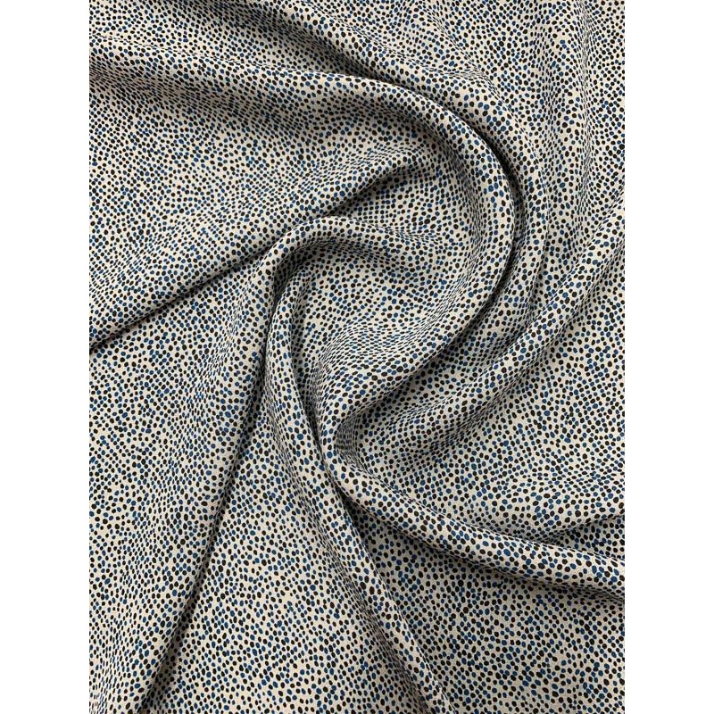 Mini Dotted Printed Silk Georgette – Blue / Black / Grey Fabric by the Yard