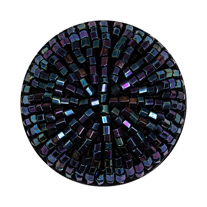 Vintage Blue Iris Beaded Dome Shaped Button – 55L/35mm