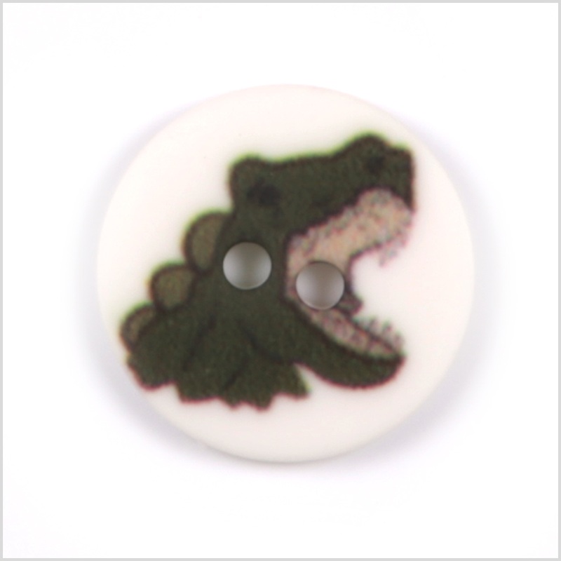 White Kids Roaring T-Rex Button – 24L/15mm