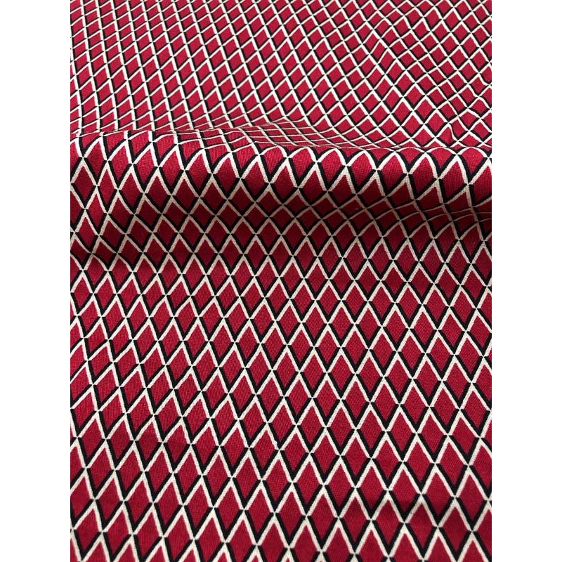 Crosshatch Stretch Cotton Twill – Burgundy / Black / Tan Fabric by the Yard