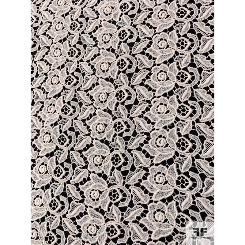 Double-Scalloped Floral Guipure Lace – Cream Fabric by the Yard