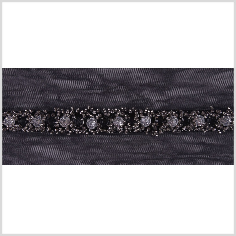 Gray/Black Fancy Beaded Trim