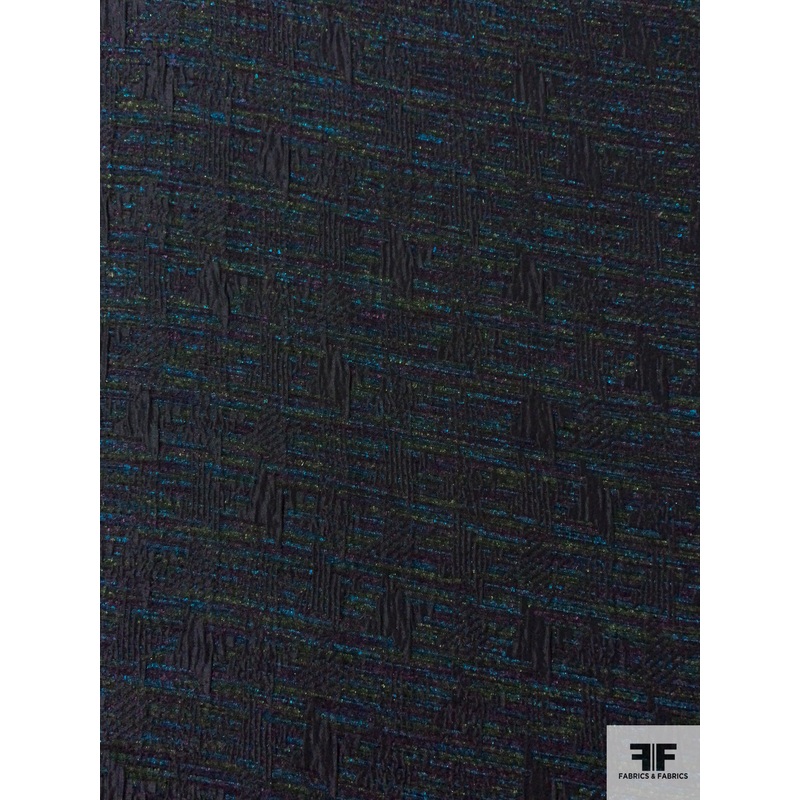 Textured Brocade with Chenille Yarns – Teal / Purple / Greens / Black Fabric by the Yard