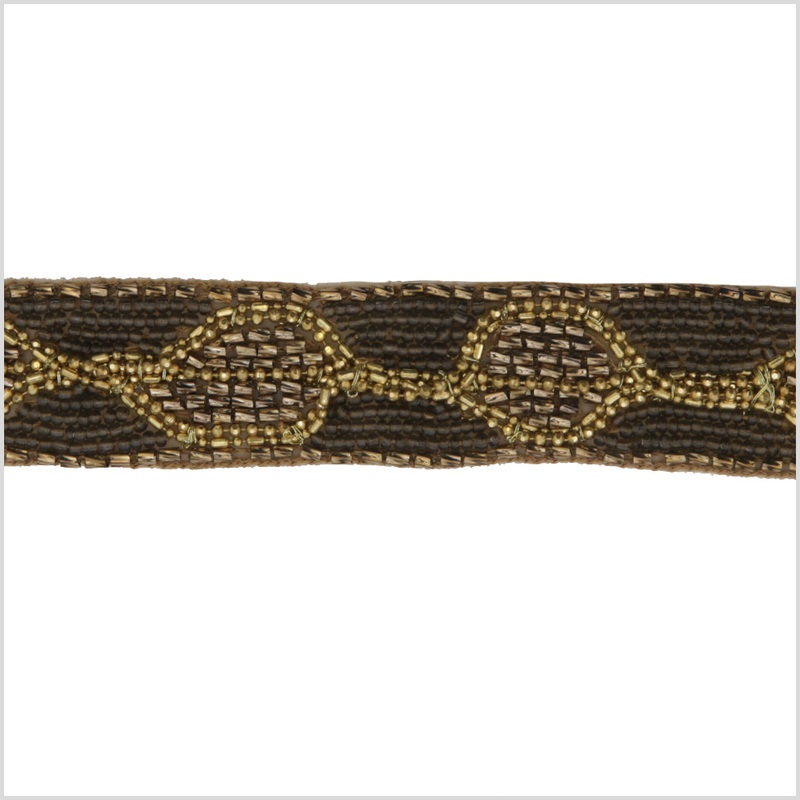 1″ Gold/Gunmetal Beaded Trim